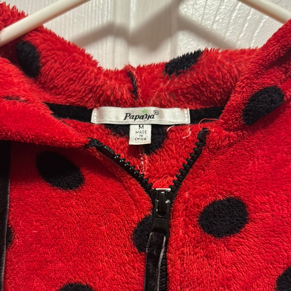 Papaya ladybug Fleece Onesie - Picture 2 of 4